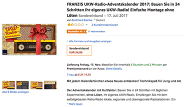 Adventskalender für Bastler: UKW-Radio Stück für Stück selbst zusammen bauen. (Foto: Amazon)