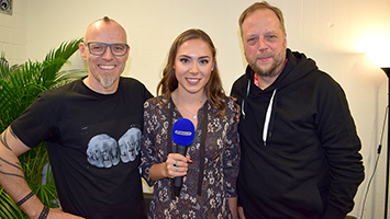 Thomas D und Smudo von den Fantastischen Vier mit Moderatorin Celine Jost. Foto: STUGGI.TV/Goes